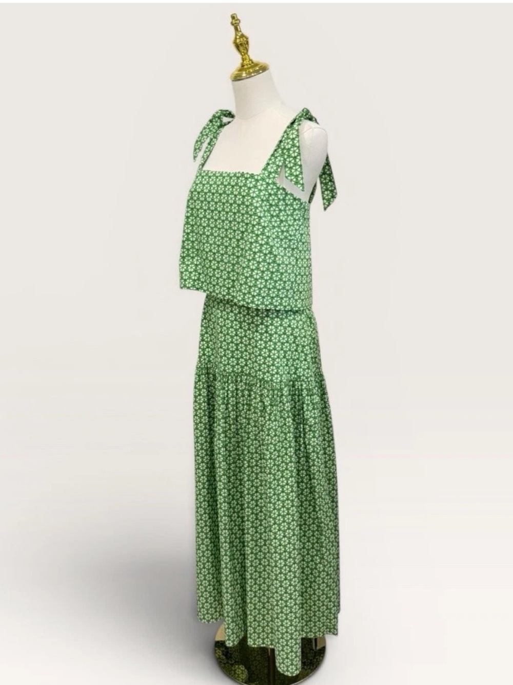 Antonio Melani Style by Simkins Charlotte Printed Poplin Top Skirt Set Green NWT - Picture 15 of 16